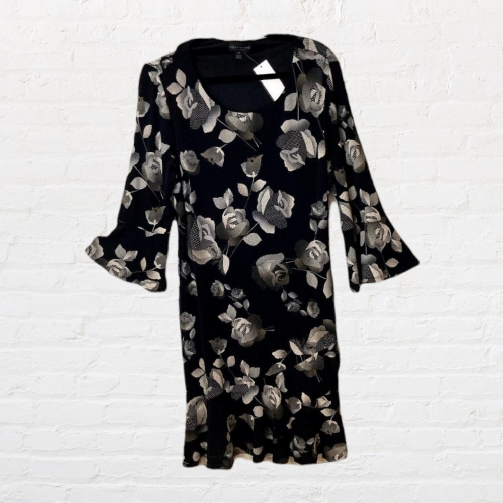 connected apparel floral dress with bell sleeves